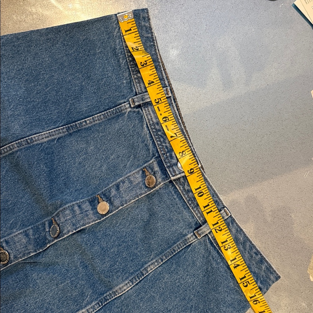 H&M DENIM SKIRT PANEL A-LINE BUTTON DOWN FRONT BLUE DENIM MINI SKIRT SIZE 10 - Picture 4 of 4